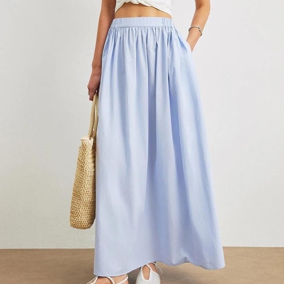 Commense Dresses & Skirts - Commense Blue Cotton A-Line Skirt With Pockets Small NWT